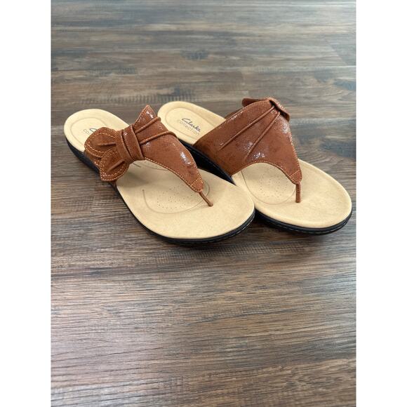 Clarks Laurieann Rae size US 12 W brown thong sandals NEW adjustable strap - Picture 12 of 13